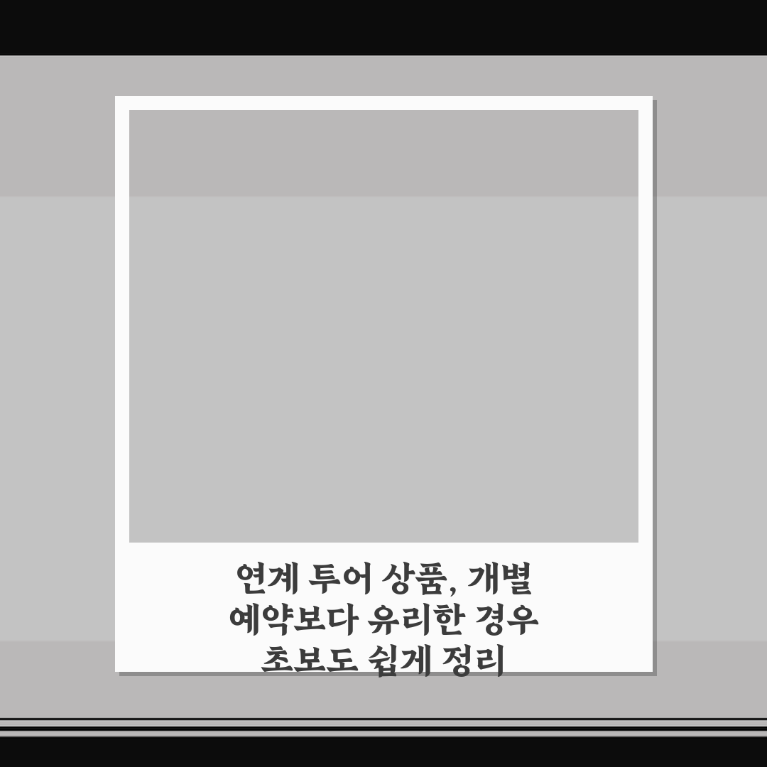 연계 투어 상품, 개별 예약보다 유리한 경우 초보도 쉽게 정리