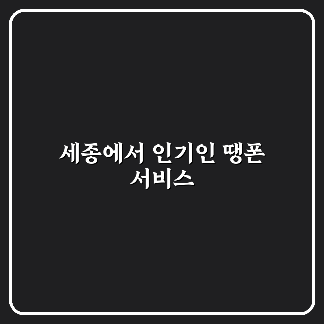 세종 땡폰 사용법과 선택 꿀팁 알려드려요
