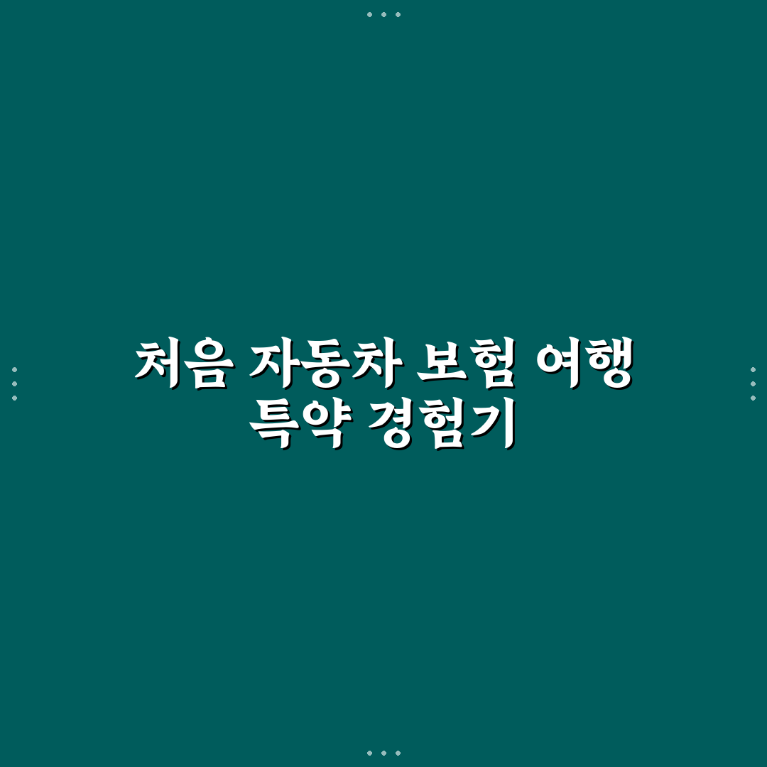 자동차 보험 여행 특약 가입 전 꼭 볼 보장 항목 직접 써본 후기