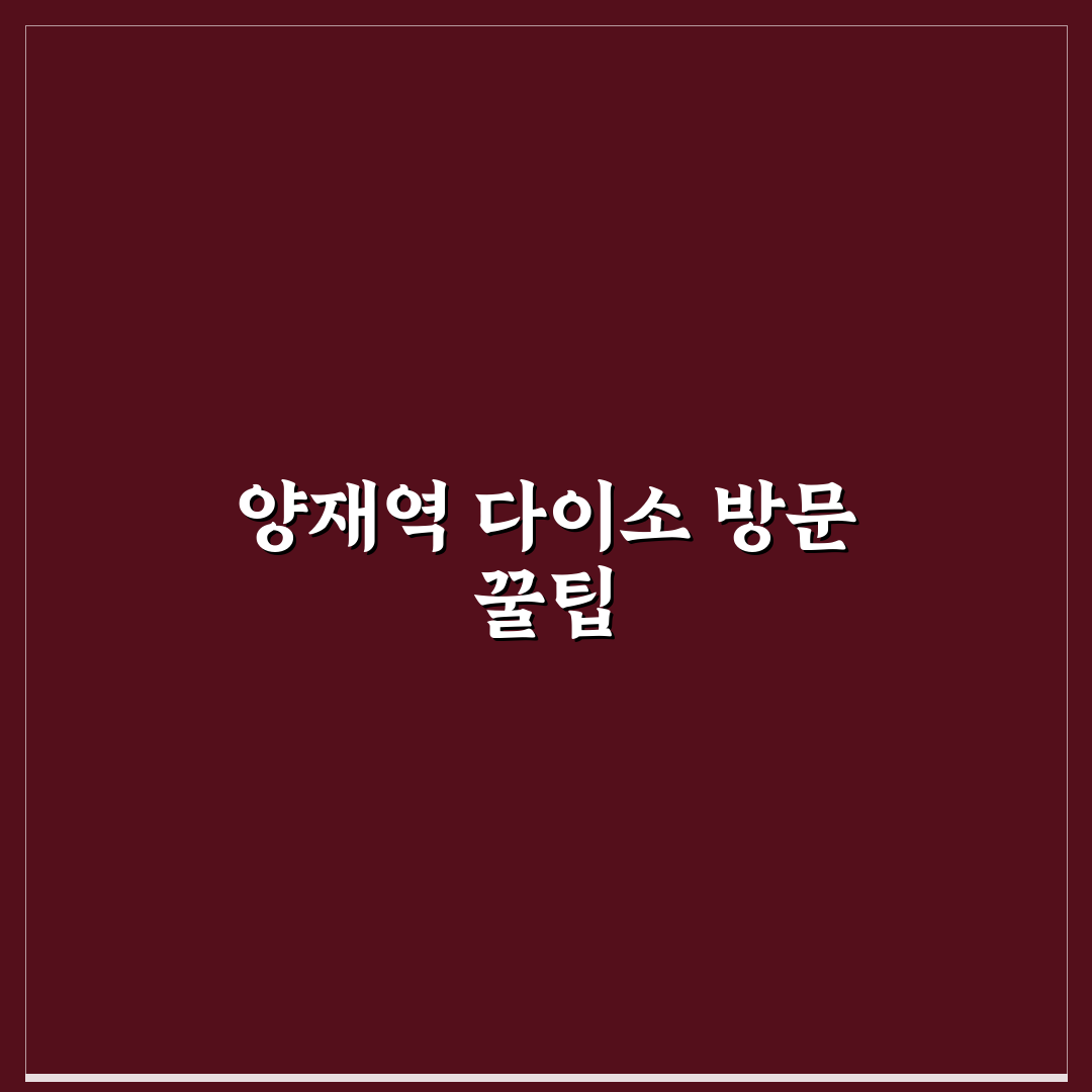 양재역 다이소 이용 꿀팁과 매장 정보 정리