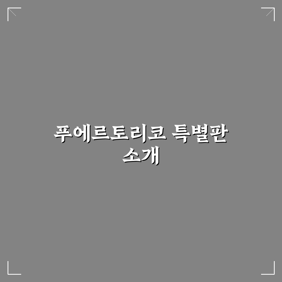 푸에르토리코 스페셜에디션 추천과 꿀팁 한눈에 보기
