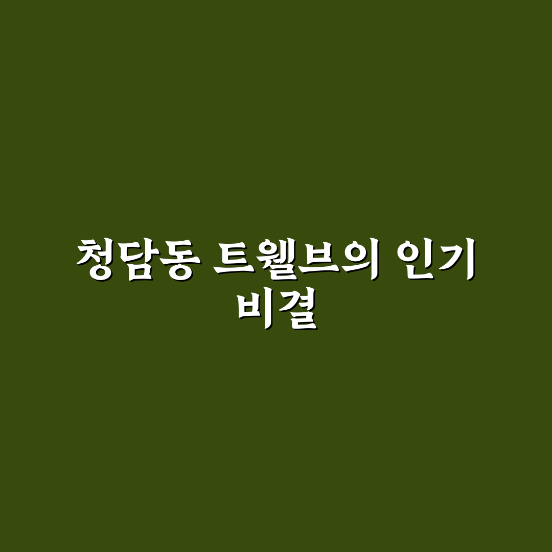 청담동 트웰브 이용 꿀팁과 방문 전 알아야 할 정보