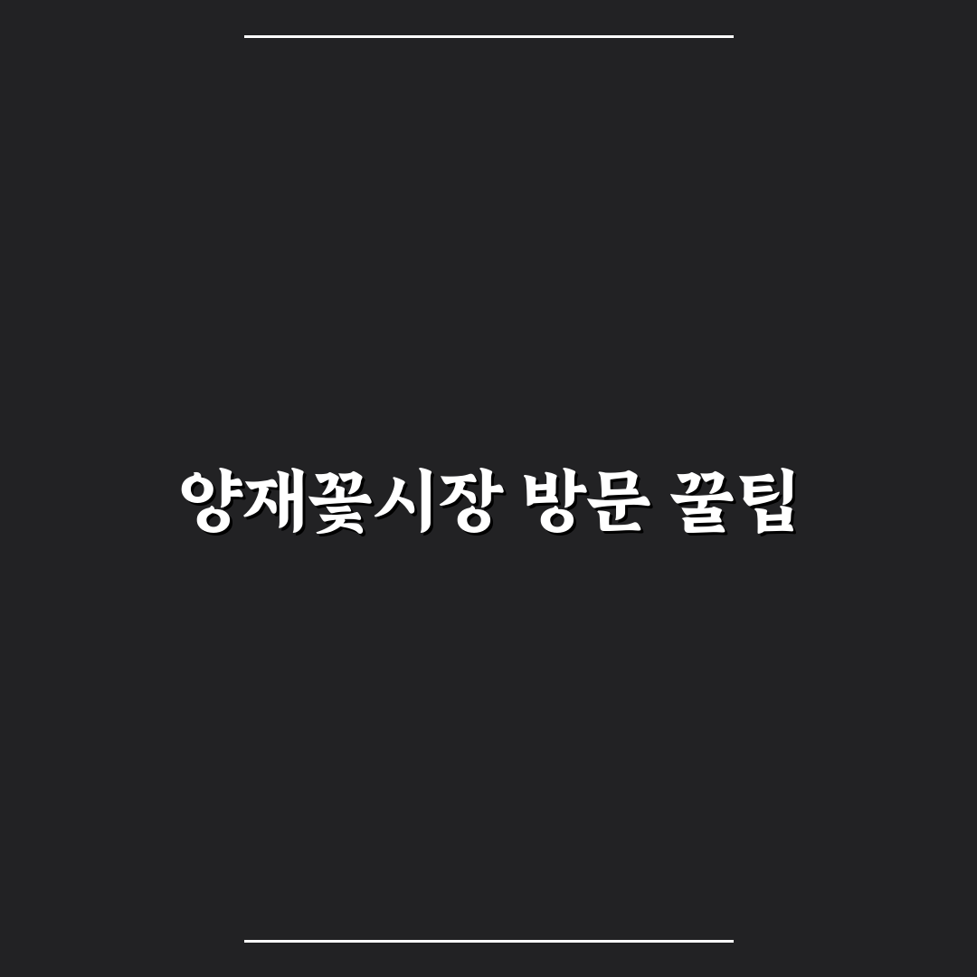 양재꽃시장 플로움 방문 꿀팁과 이용 방법 정리